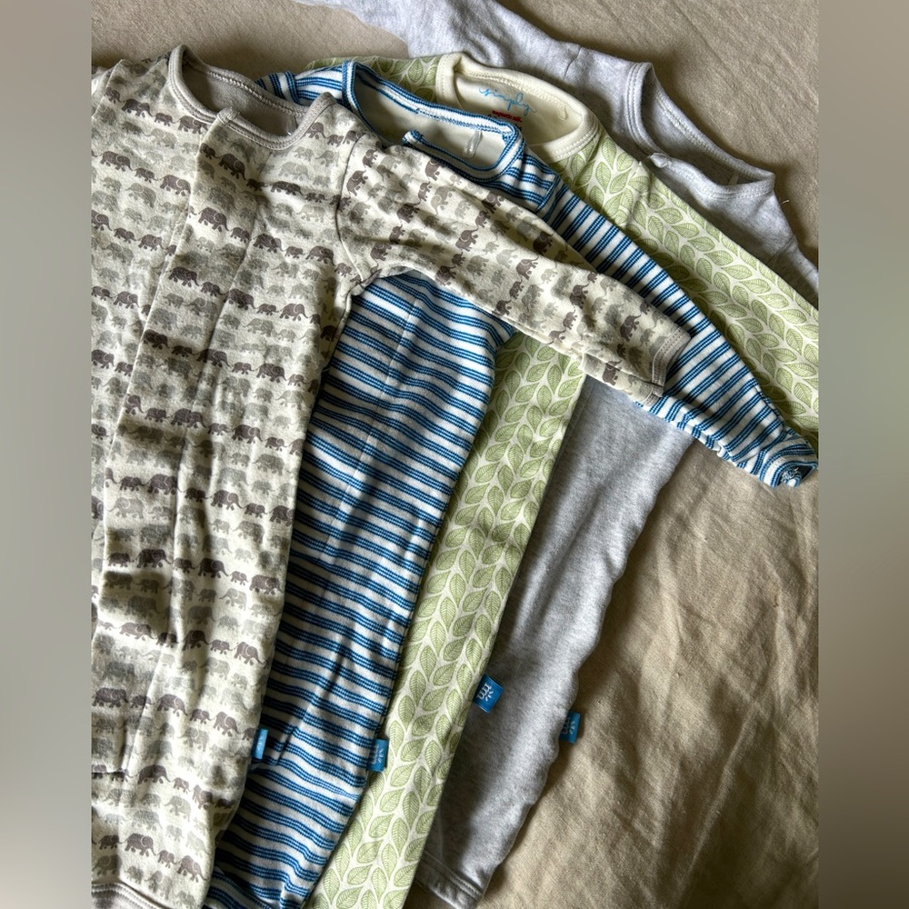4 Pieces Bundle of 0-3 Month Magnetic Me Simply Organic Cotton Coveralls